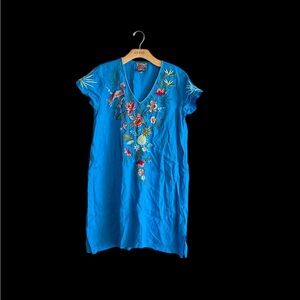 Johnny Was Blue Embroidered Tunic